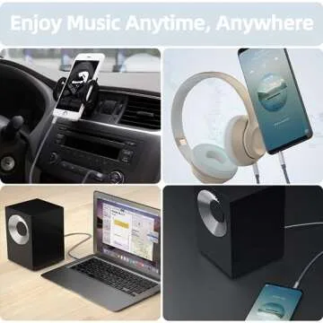 Henrety 3.5mm Nylon Braided Aux Cable (3.3ft/1m) - Male to Male Audio Auxiliary Cord for Headphones, Car, Home Stereos, Speaker, iPhone, iPad, iPod, Echo - Gray (3.3FT)