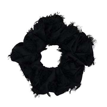 Kitsch Brunch Scrunchies - No Crease Hair Ties for Girls, Scrunchies for Women | Perfect for Daily Wear or Any Occasion - Frayed Black