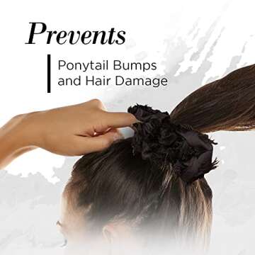 Kitsch Brunch Scrunchies - No Crease Hair Ties for Girls, Scrunchies for Women | Perfect for Daily Wear or Any Occasion - Frayed Black