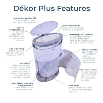 Diaper Dekor Plus Diaper Pail Gift Set – White | Comes with up to a Year's Supply Worth of Diaper Dekor Refills!