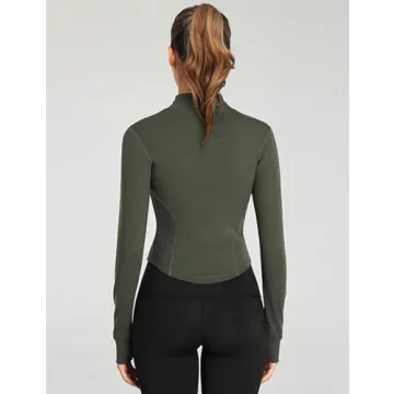 Gihuo Women's Lightweight Zip-Up Jacket with Thumb Holes