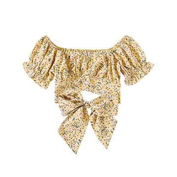 LYANER Women's Ruffle Floral Crop Top for Summer Style