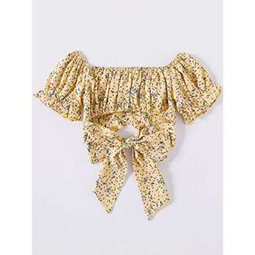 LYANER Women's Ruffle Floral Crop Top for Summer Style