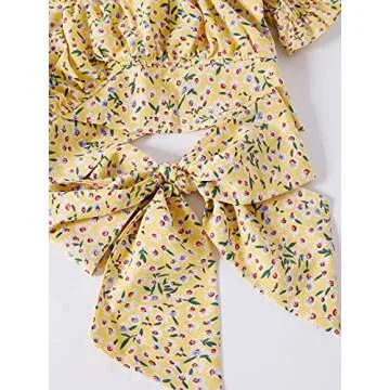 LYANER Women's Ruffle Floral Crop Top for Summer Style