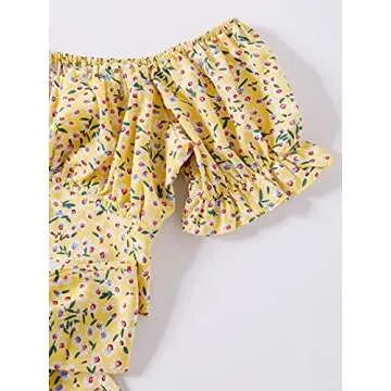 LYANER Women's Ruffle Floral Crop Top for Summer Style