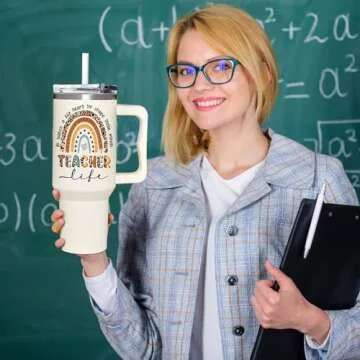 Teacher Gifts For Women - Teacher Appreciation Gifts - Teacher Graduation Gifts -Thank You Gifts From Students - Mothers Day, Christmas, Birthday Gifts For Teacher - Teacher Tumbler 40Oz With Handle