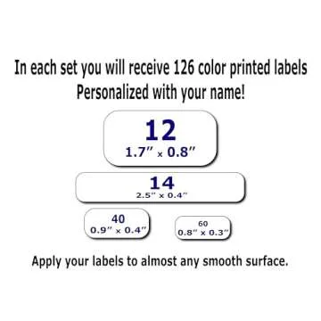 126 Personalized Waterproof Name Labels. Press and Stick Multi use Custom Name Labels. Highly Durable Customized Name Stickers with Permanent Self Adhesive. Great for School, Daycare or Camp