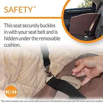 K&H Pet Products Bucket Booster Dog Car Seat with Dog Seat Belt for Car, Washable Small Dog Car Seat, Sturdy Dog Booster Seats for Small Dogs, Medium Dogs, 2 Safety Leashes, Large Tan/Tan