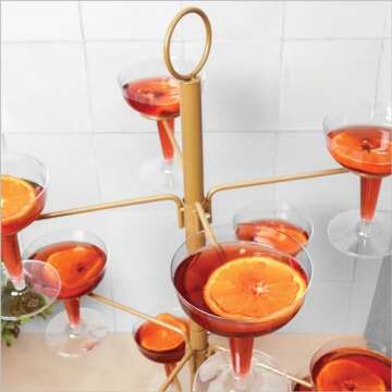 Cocktail Tree Stand, Wine Glass Flight Tasting Display For Drinks, 3 Tier - 12 Holders For Champagne...