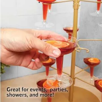 Cocktail Tree Stand, Wine Glass Flight Tasting Display For Drinks, 3 Tier - 12 Holders For Champagne, Cocktails, Martini, Margarita Cups at Weddings, Bridal Shower, Mimosa Bar Parties & Events (Gold)