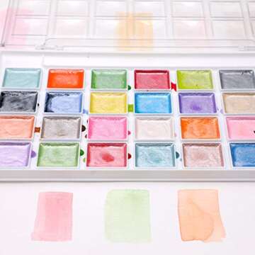 Artecho 28 Metallic Watercolor Paint Set for All Ages