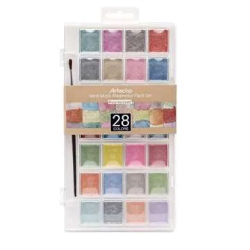 Artecho 28 Metallic Watercolor Paint Set for All Ages