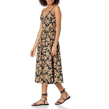 The Drop Women's Makenna Strappy Cross Front Smocked Back Midi Dress, Praline Floral, M