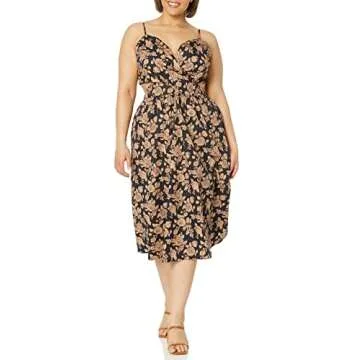 The Drop Women's Makenna Strappy Cross Front Smocked Back Midi Dress, Praline Floral, M