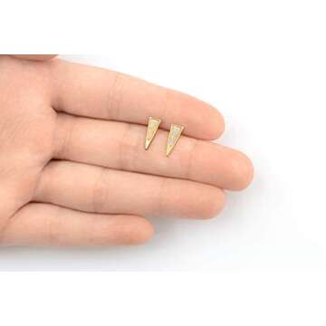 Benevolence LA Gold Stud Opal Earrings for Women, Gold Dagger Earrings, Minimalist Design, Hypoallergenic