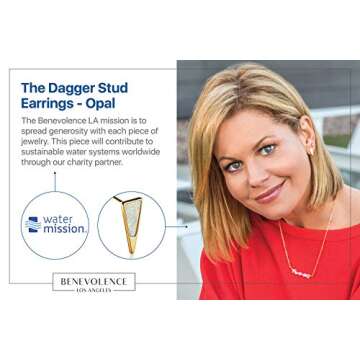 Benevolence LA Gold Stud Opal Earrings for Women, Gold Dagger Earrings, Minimalist Design, Hypoallergenic
