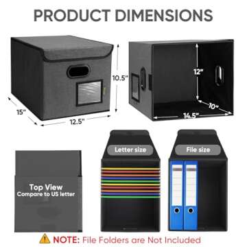 BALEINE File Organizer Box - Stylish and Durable Collapsible Solution for Document Storage