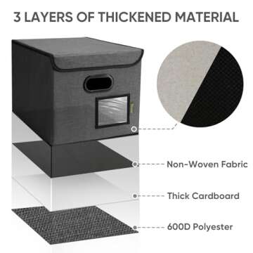 BALEINE Collapsible File Organizer Box for Home and Office