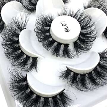 HBZGTLAD 5 Pairs 25mm 3D Mink Lashes - Natural Wispy Look