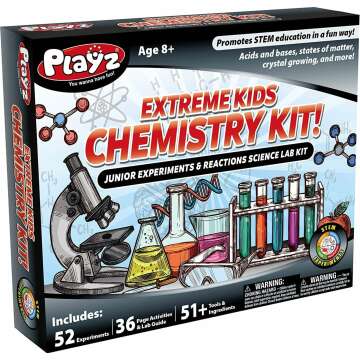 Playz 52 Extreme Chemistry Experiments Set - Fun STEM Kits for Kids