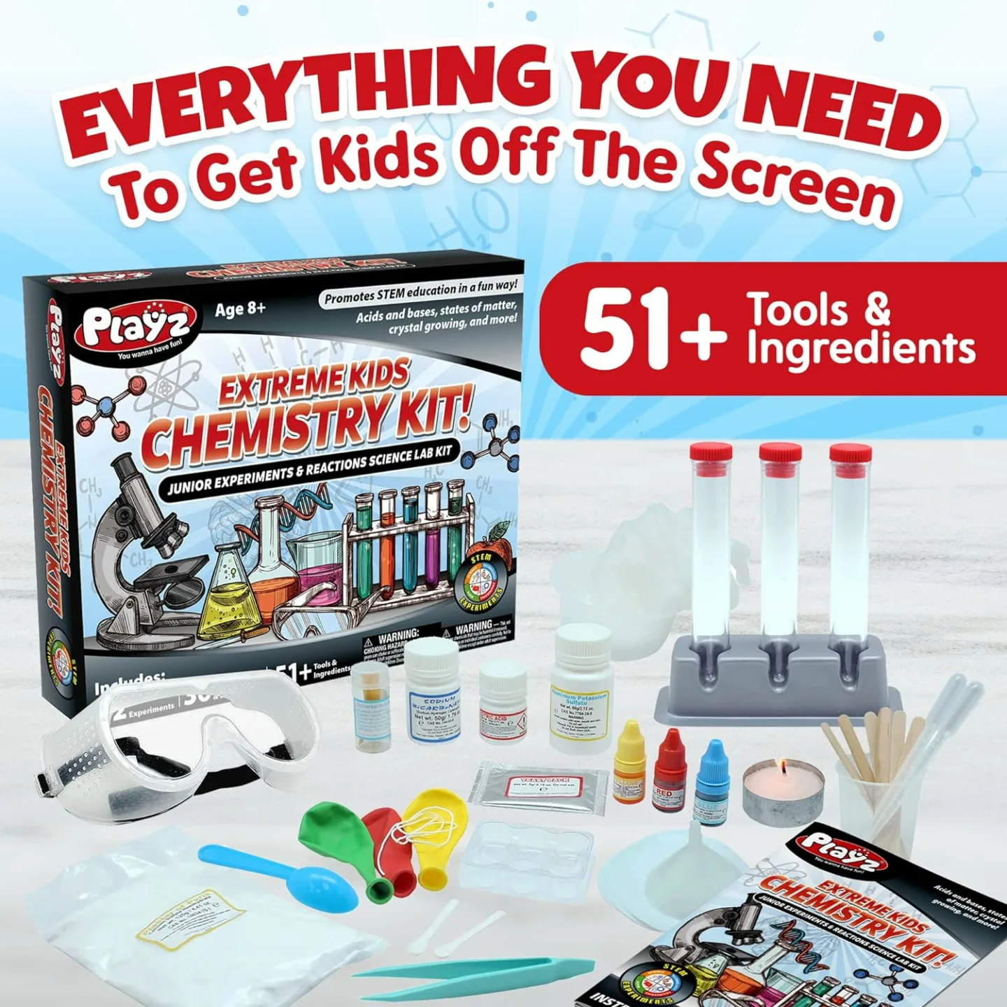 Playz 52 Experiments Chemistry Set for Kids