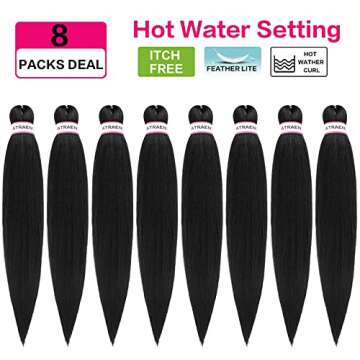 ATRAENTE Pre Stretched Braiding Hair 18 Inch 8 Packs Prestretched Braiding Hair Professional Synthet...