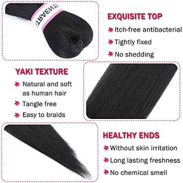 ATRAENTE Pre Stretched Braiding Hair 18 Inch 8 Packs Prestretched Braiding Hair Professional Synthetic Braids Hair Extension Itch Free Hot Water Setting Yaki Texture