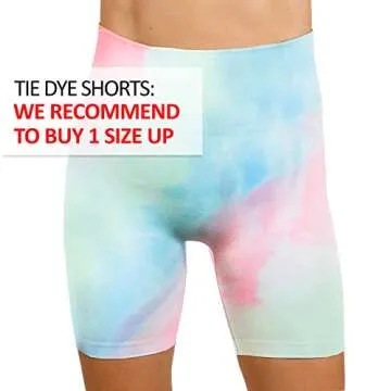 MAXXIM Womens Tie Dye Biker Shorts High Waisted Seamless Scrunch for Gym Workout Yoga Running Green Sherbet Medium