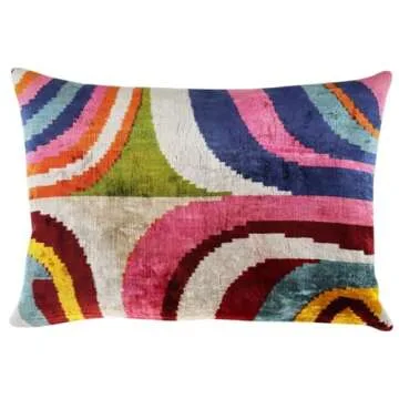 Canvello Rainbow Silk Velvet Throw Pillow - Luxury Accent Cushion