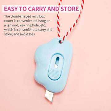 15 Pieces Mini Utility Knives Candy Color Box Cutter Retractable Letter Opener Cloud Envelope Slitter Carton Opener Portable Cute Paper Cutter (Pink, Blue, White)