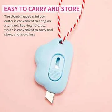 15 Pieces Mini Utility Knives Candy Color Box Cutter Retractable Letter Opener Cloud Envelope Slitter Carton Opener Portable Cute Paper Cutter (Pink, Blue, White)