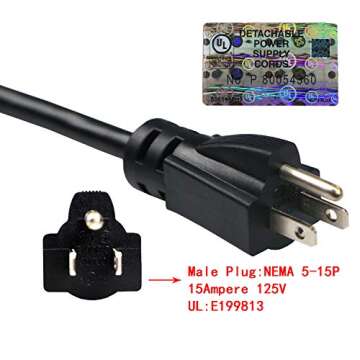 10Feet Outdoor Extension Cord,105℃ Temperature Resistant 15Amp Big Plug Anti-Load 14AWG 3 Prong He...