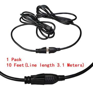 10Feet Outdoor Extension Cord,105℃ Temperature Resistant 15Amp Big Plug Anti-Load 14AWG 3 Prong Heavy Duty Tools Equipment Power Extension Cord (3.1Meters,Black)