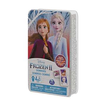 Spin Master Games Disney Frozen 2 Dominoes Game Set in Storage Tin, for Families and Kids Ages 4 & up
