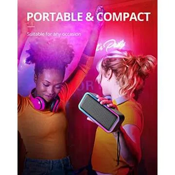 Kunodi Bluetooth Speaker, Bluetooth 5.3 Wireless Portable Speaker with 10W Stereo Sound, Party Speakers with Dynamic RGB Light,18-Hour Playtime,IPX5 Waterproof Speakers for Outdoors, Travel