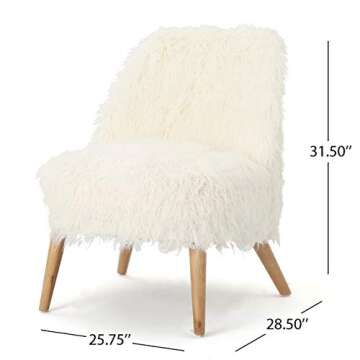 Christopher Knight Home Cheryiie Faux Fur Accent Chair, White / Natural
