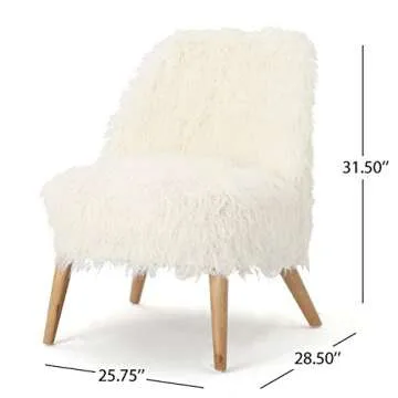 Christopher Knight Home Cheryiie Faux Fur Accent Chair, White / Natural