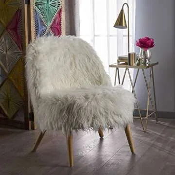 Christopher Knight Home Cheryiie Faux Fur Accent Chair, White / Natural