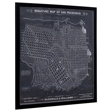Vintage San Francisco Map Wall Art with Black Frame