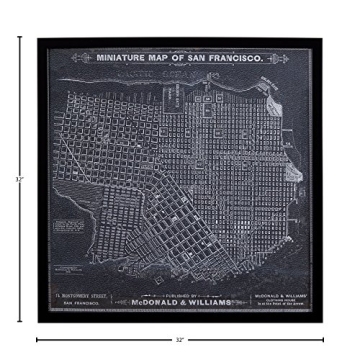 Vintage San Francisco Map Wall Art with Black Frame