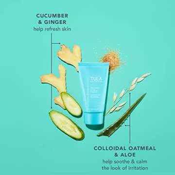 TULA Skin Care Super Soothe Calming Moisturizing Lotion - Calming, Hydrating, & Non-Irritating for Sensitive Skin with Colloidal Oatmeal, Cucumber & Ginger, 1.7 fl. oz.