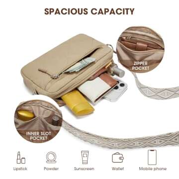 Telena Quilted Crossbody Bags for Women Puffer Bag Purse Lightweight Design Shoulder Bag Khaki