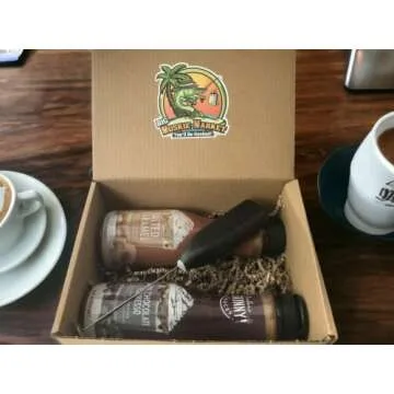 Jordan's Skinny Sauces Bundle - Salted Caramel and Dark Chocolate Espresso, 2-12 oz Bottles with Milk Frother (1 Dark Choc / 1 Caramel)