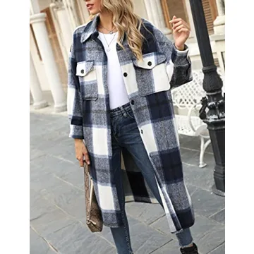 Stylish Springrain Women’s Long Plaid Flannel Shacket