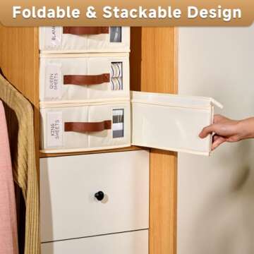 Bed Sheet Organizer 4 Pack - No Insects Entry Sheet Organizers and Storage with Zipper, Label, Handle, Window, Linen Closet Organizers and Storage for Sheet Set, Clothing, Duvet Covers, Blanket