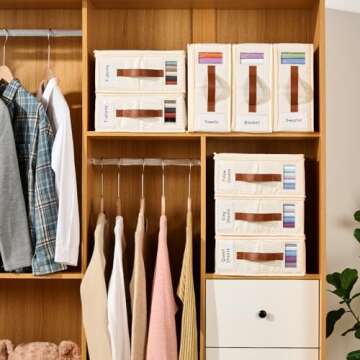 Bed Sheet Organizer 4 Pack - No Insects Entry Sheet Organizers and Storage with Zipper, Label, Handle, Window, Linen Closet Organizers and Storage for Sheet Set, Clothing, Duvet Covers, Blanket