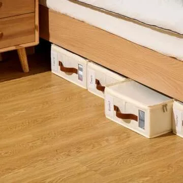 Bed Sheet Organizer 4 Pack - No Insects Entry Sheet Organizers and Storage with Zipper, Label, Handle, Window, Linen Closet Organizers and Storage for Sheet Set, Clothing, Duvet Covers, Blanket