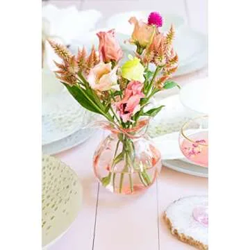 Vietri Hibiscus Glass Pink Bud Vase for Home Decor