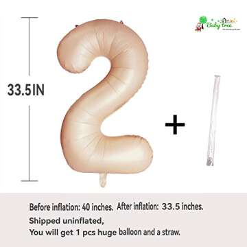 Number 2 Balloons Retro Apricot for Two Birthday Celebrations Large 40 Inch