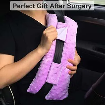 D. Cozy Hysterectomy Pillow Tummy Tuck Seatbelt Pillows with Pocket for Ice Pack Post Abdominal Surgery Comfort Cushion Belly Incision Recovery Gifts Women Patients Lavender